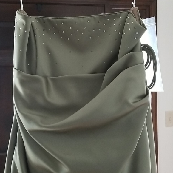 Bari Jay bridesmaid prom formal sage dress sz BRIDAL 17/18, standard size 12/14 - Picture 3 of 8
